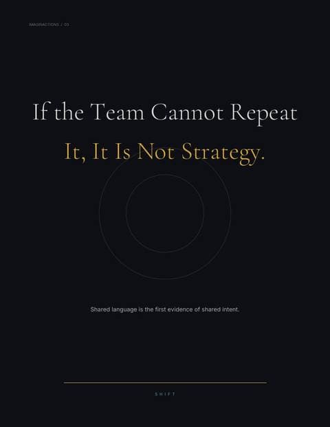 If the Team Cannot Repeat It, It Is Not Strategy.