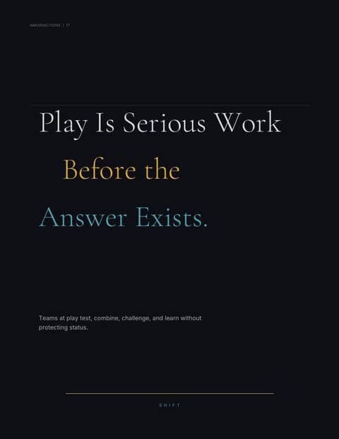 Play Is Serious Work Before the Answer Exists.